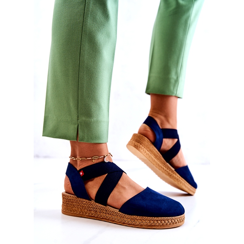 Dámské semišové espadrilky Big Star JJ276037 Navy Blue modrý 2