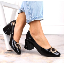 Dámské lakované lodičky na ozdobném podpatku černé Vinceza 10930 černá 1