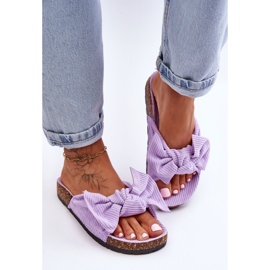 Manšestrové korkové pantofle Purple Summertime fialová 2