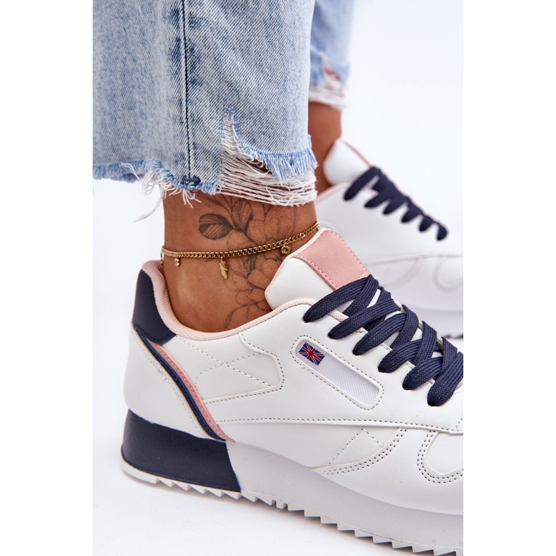 PM1 Kožená sportovní obuv Merida White a Navy s šněrováním na platformě bílý 2 PM1 Kožená sportovní obuv Merida White a Navy s šněrováním na platformě bílý 2