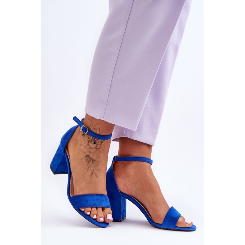 Modré semišové sandály na vysokém podpatku Madame modrý 2