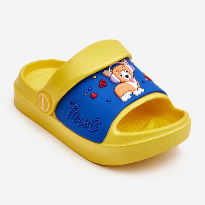 WJ1 Lehké dětské žabky Sandály s motivem psa Yellow Rico žlutá 1
