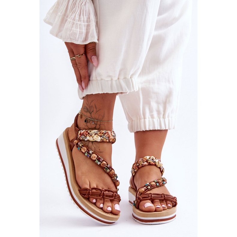 Pohodlné dámské sandály na klínu hnědé Jodie hnědý 1