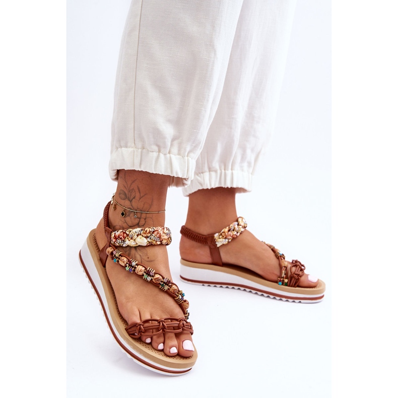 Pohodlné dámské sandály na klínu hnědé Jodie hnědý 2
