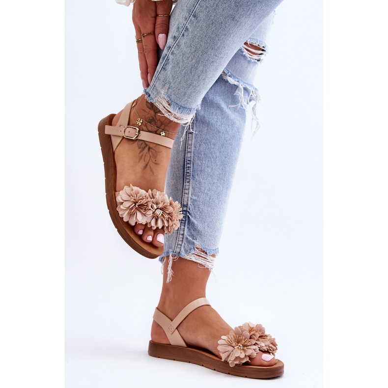 Dámské sandály s látkovými květy béžová Fiori béžový 2