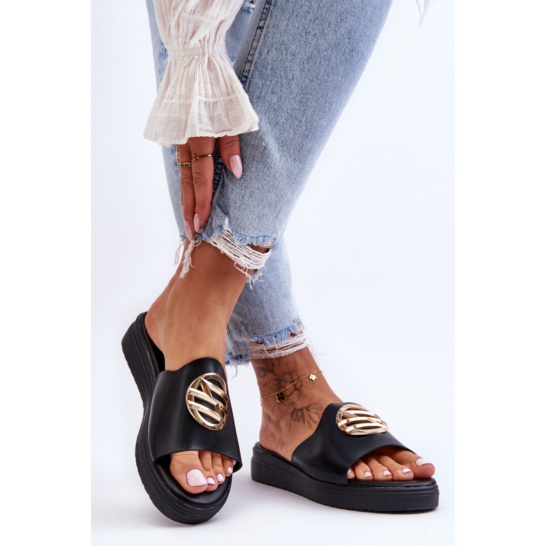 Dámské pantofle s ozdobou Black Secrets černá 1