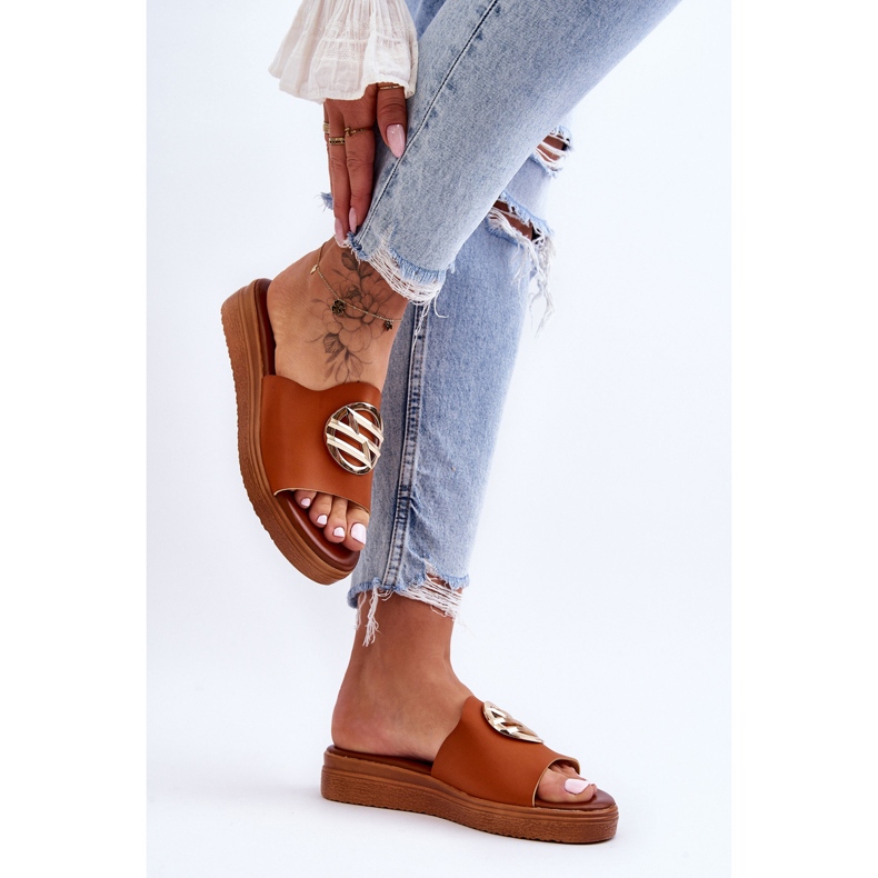 Dámské pantofle Camel Secrets zdobené hnědý 2