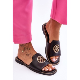 Dámské klasické sandály na plochém podpatku Black Larotte černá 1