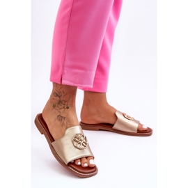 Dámské klasické sandály na plochém podpatku Golden Larotte zlatý 1