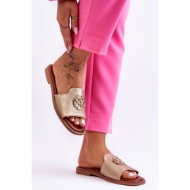 Dámské klasické sandály na plochém podpatku Golden Larotte zlatý 2