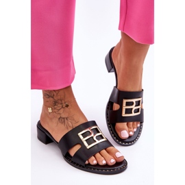 PG1 Dámské elegantní pantofle s ozdobou Black Atlantis černá 1