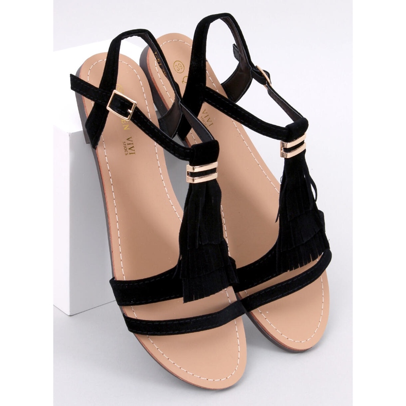 Corbin Black třásňové sandály černý 1