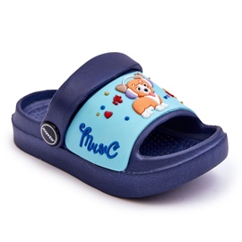 Lehké dětské žabky sandály s motivem psa Navy Rico modrý 4