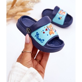 Lehké dětské žabky sandály s motivem psa Navy Rico modrý 3