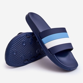Pánské pruhované pantofle Navy Blue Vision modrý 2