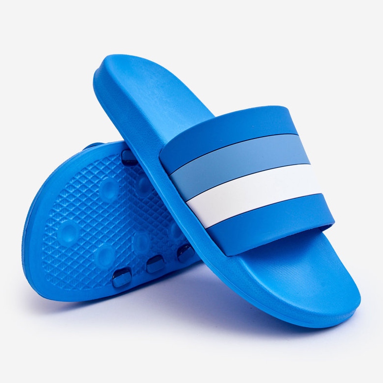 WJ1 Pánské pruhované pantofle Blue Vision modrý 2