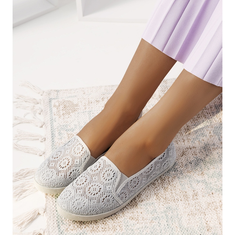 HJ1709 Šedé prolamované tenisky šedá 1