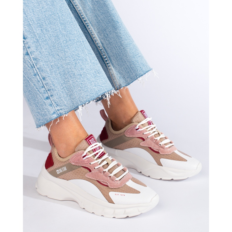 Dámské tenisky Big Star KK274055 béžový bílý růžový 1