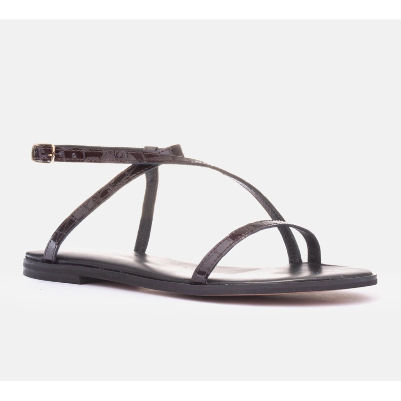 Marco Shoes Vínové kožené ploché sandály červený 1