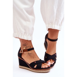 Dámské sandály na klínu Black Janet černý 2