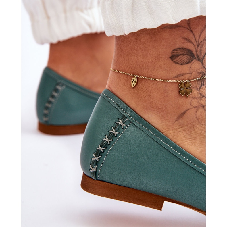 Dámské kožené baleríny Maciejka 01358-36 Tyrkysová zelená 2