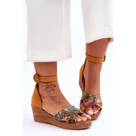 Maciejka Semišové sandály na klínku 04565-43 Orange oranžový 1