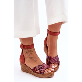 Maciejka Semišové sandály na klínku 04565-44 Červené 2