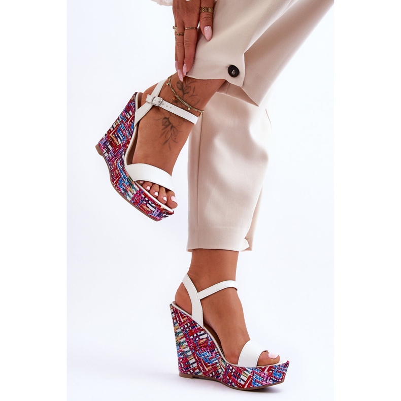 Dámské Sandály Na Barevném Klínu Bílé Malibu bílý 2