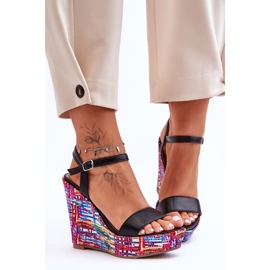 Dámské Sandály Na Barevném Klínu černé Malibu černá 1