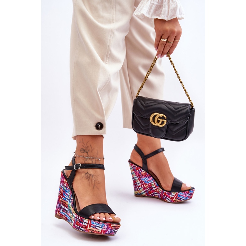 Dámské Sandály Na Barevném Klínu černé Malibu černá 2