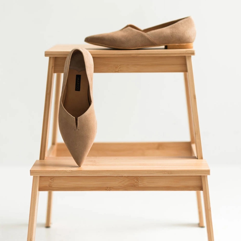 Marco Shoes Semišové balerínky s výřezem 1285P-047-1 béžový 1