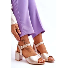 Vinceza Dámské sandály na ekologické pokožce na zlatém kovovém příspěvku zlatý 5