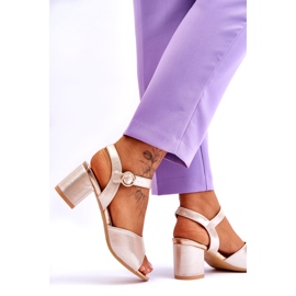 Vinceza Dámské sandály na ekologické pokožce na zlatém kovovém příspěvku zlatý 3