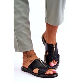 Lemar Dámské pantofle s ozdobným zipem Black Clarence černá 2