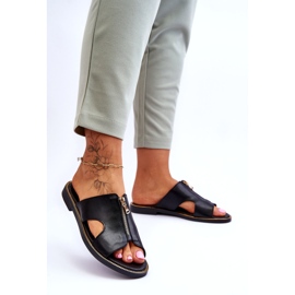 Lemar Dámské pantofle s ozdobným zipem Black Clarence černá 1