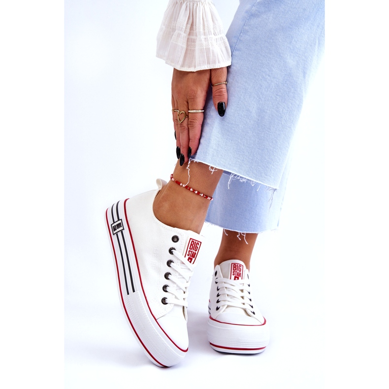 Dámské látkové tenisky na platformě Big Star LL274180 Bílé bílý 5