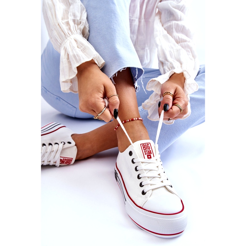 Dámské látkové tenisky na platformě Big Star LL274180 Bílé bílý 3