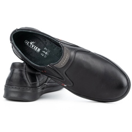 Olivier Pánské kožené ležérní slip-on boty 284GT, černé černá 3