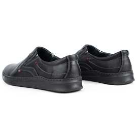 Olivier Pánské kožené ležérní slip-on boty 284GT, černé černý 4