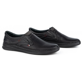 Olivier Pánské kožené ležérní slip-on boty 284GT, černé černý 2