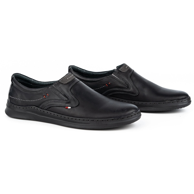 Olivier Pánské kožené ležérní slip-on boty 284GT, černé černá 2