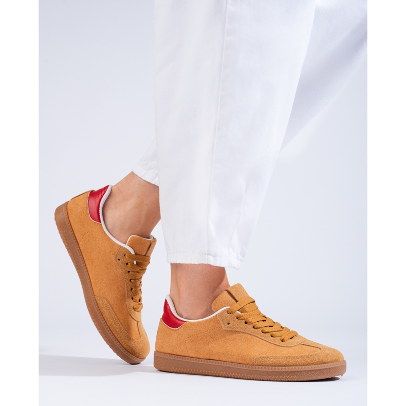 Hnědé semišové tenisky Shelovet béžový 1