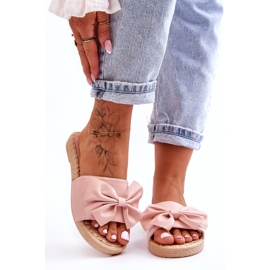 Fashion Módní dámské pantofle s růžovou mašlí Estera růžový 3