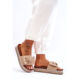 Dámské semišové pantofle s mašlí Béžová Lauria béžový 5