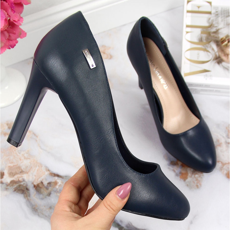 Námořnicky modré matné lodičky na sloupku od Sergio Leone modrý 2