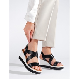 Černé sandály Shelovet na klínu černá 1