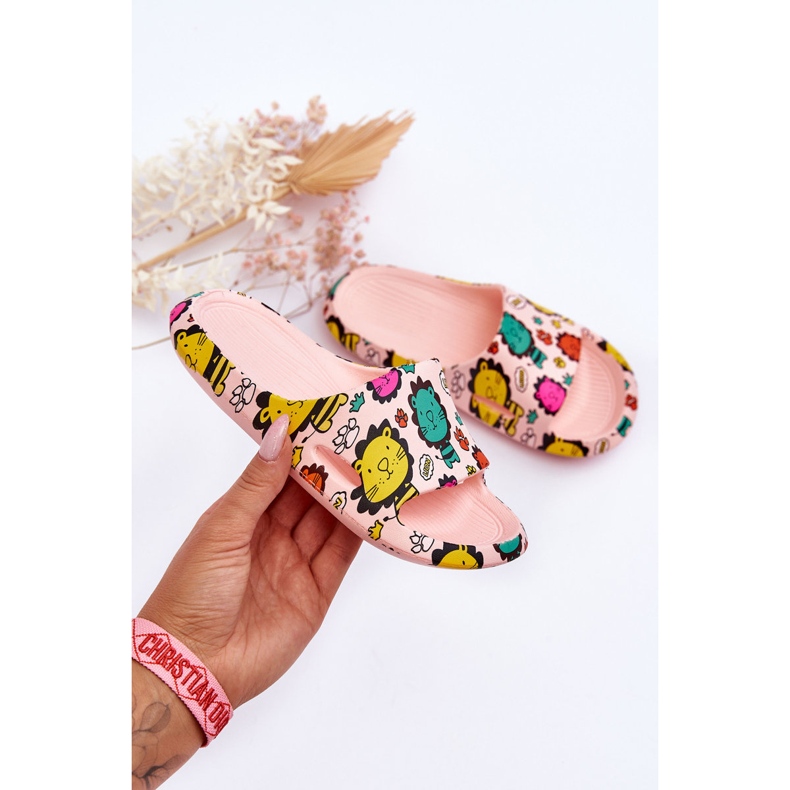 WJ1 Dětské lehké pěnové pantofle Lion Motiv Pink Esther růžový 1