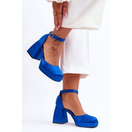 Módní lodičky na masivních podpatcích modrá Sandia modrý 2