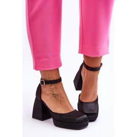 Módní lodičky na masivních podpatcích černá Sandia 2