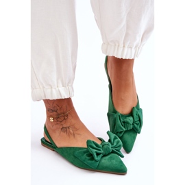 Dámské nazouvací baleríny s mašlí Zelená Nadine 1